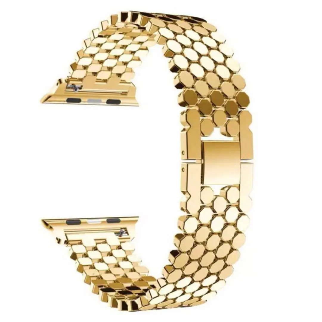 Apple Watch Metal Strap HONEYCOMB STAINLESS STEEL STRAP Starlight Gold -42-44-45-46-49mm